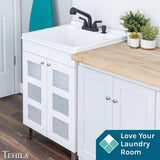 TEHILA 18 Gallon Thermoplastic Drop-in Laundry Sink with Black Faucet & Cabinet