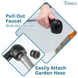 TEHILA 18 Gallon Thermoplastic Drop-in Laundry Sink with Black Faucet & Cabinet