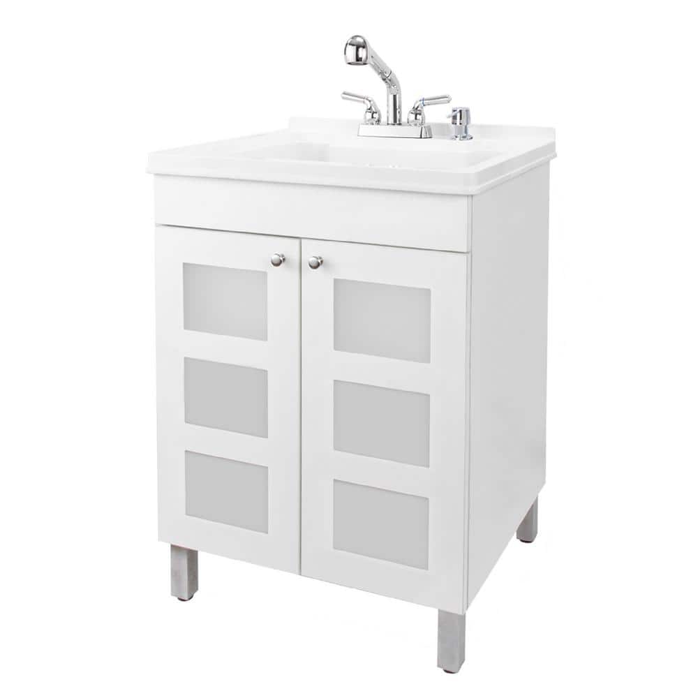 TEHILA 18 Gallon Thermoplastic Drop-in Laundry Sink with Cabinet, Faucet & Soap Dispenser
