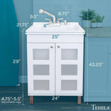 TEHILA 18 Gallon Thermoplastic Drop-in Laundry Sink with Cabinet, Faucet & Soap Dispenser