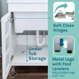TEHILA 18 Gallon Thermoplastic Drop-in Laundry Sink with Stainless Faucet and Cabinet