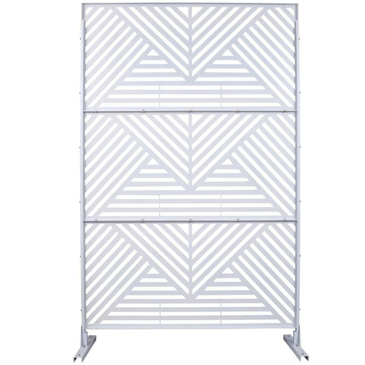 Tidoin 6.3 ft. x 4 ft. White Steel Freestanding Flat Flat Top Decorative Privacy Screen Metal Fence Panel