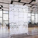 Tidoin 6.3 ft. x 4 ft. White Steel Freestanding Flat Flat Top Decorative Privacy Screen Metal Fence Panel