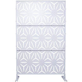 Tidoin 6.3 ft. x 4 ft. White Steel Freestanding Flat Flat Top Decorative Privacy Screen Metal Fence Panel