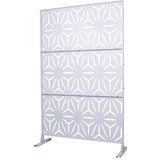 Tidoin 6.3 ft. x 4 ft. White Steel Freestanding Flat Flat Top Decorative Privacy Screen Metal Fence Panel