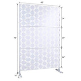 Tidoin 6.3 ft. x 4 ft. White Steel Freestanding Flat Flat Top Decorative Privacy Screen Metal Fence Panel