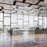Tidoin 6.3 ft. x 4 ft. White Steel Freestanding Flat Flat Top Decorative Privacy Screen Metal Fence Panel