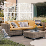 Tidoin 6.3 ft. x 4 ft. White Steel Freestanding Flat Flat Top Decorative Privacy Screen Metal Fence Panel