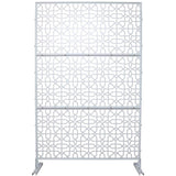 Tidoin 6.3 ft. x 4 ft. White Steel Freestanding Flat Flat Top Decorative Privacy Screen Metal Fence Panel
