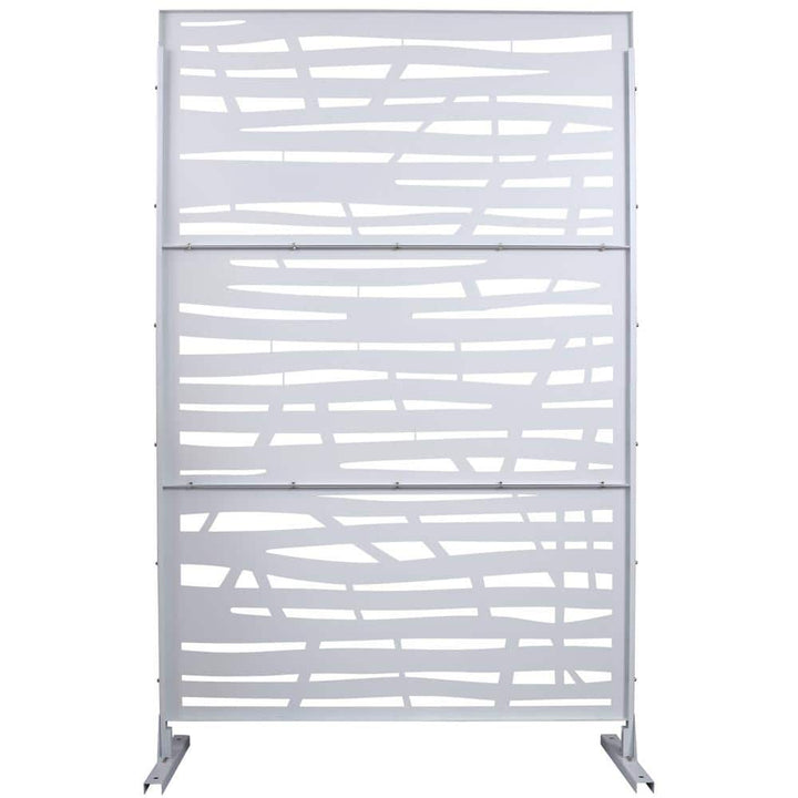 Tidoin 6.3 ft. x 4 ft. White Steel Freestanding Flat Flat Top Decorative Privacy Screen Metal Fence Panel