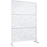Tidoin 6.3 ft. x 4 ft. White Steel Freestanding Flat Flat Top Decorative Privacy Screen Metal Fence Panel