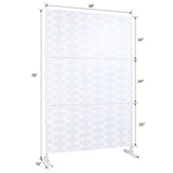 Tidoin 6.3 ft. x 4 ft. White Steel Freestanding Flat Flat Top Decorative Privacy Screen Metal Fence Panel