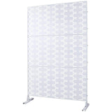 Tidoin 6.3 ft. x 4 ft. White Steel Freestanding Flat Flat Top Decorative Privacy Screen Metal Fence Panel