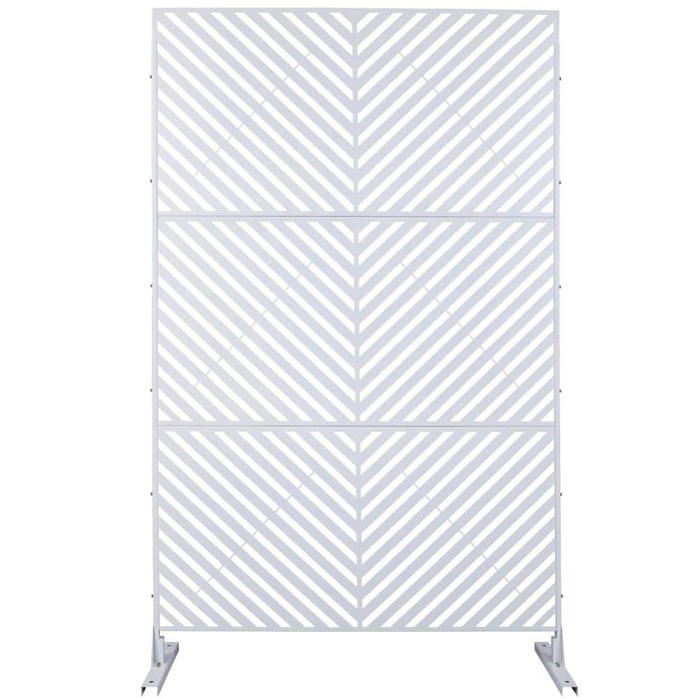 Tidoin 6.3 ft. x 4 ft. White Steel Freestanding Flat Flat Top Decorative Privacy Screen Metal Fence Panel