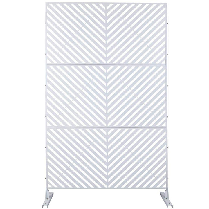 Tidoin 6.3 ft. x 4 ft. White Steel Freestanding Flat Flat Top Decorative Privacy Screen Metal Fence Panel