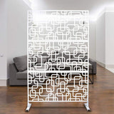 Tidoin 6.3 ft. x 4 ft. White Steel Freestanding Flat Flat Top Decorative Privacy Screen Metal Fence Panel