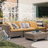 Tidoin 6.3 ft. x 4 ft. White Steel Freestanding Flat Flat Top Decorative Privacy Screen Metal Fence Panel