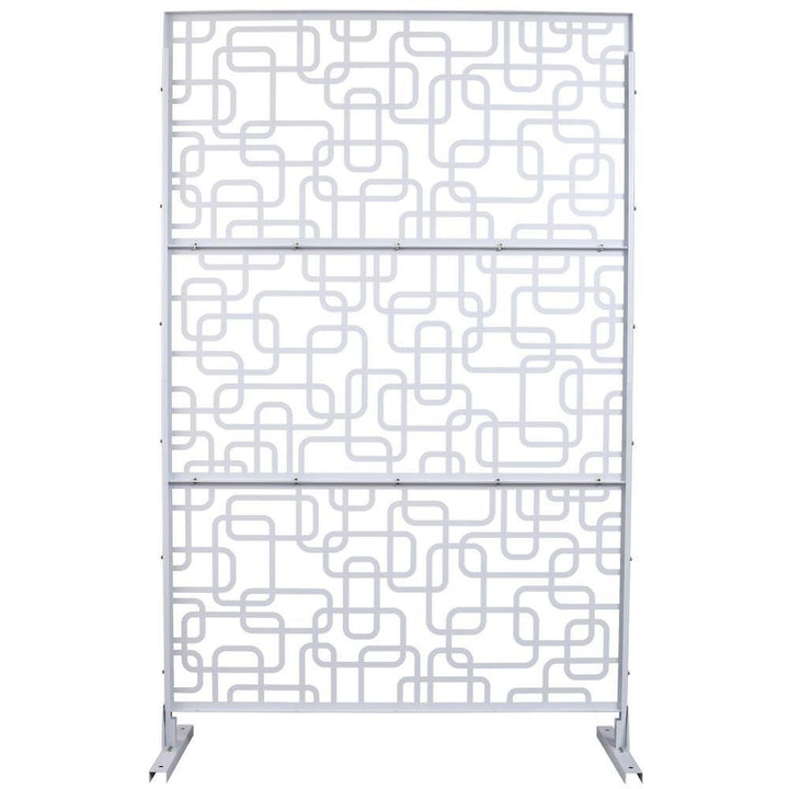 Tidoin 6.3 ft. x 4 ft. White Steel Freestanding Flat Flat Top Decorative Privacy Screen Metal Fence Panel