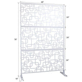 Tidoin 6.3 ft. x 4 ft. White Steel Freestanding Flat Flat Top Decorative Privacy Screen Metal Fence Panel