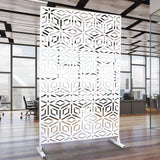 Tidoin 6.3 ft. x 4 ft. White Steel Freestanding Flat Flat Top Decorative Privacy Screen Metal Fence Panel