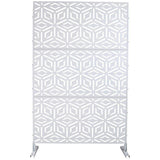 Tidoin 6.3 ft. x 4 ft. White Steel Freestanding Flat Flat Top Decorative Privacy Screen Metal Fence Panel