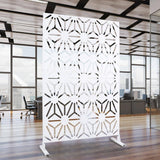 Tidoin 6.3 ft. x 4 ft. White Steel Freestanding Flat Flat Top Decorative Privacy Screen Metal Fence Panel