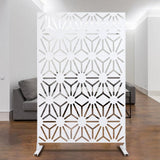 Tidoin 6.3 ft. x 4 ft. White Steel Freestanding Flat Flat Top Decorative Privacy Screen Metal Fence Panel