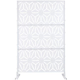 Tidoin 6.3 ft. x 4 ft. White Steel Freestanding Flat Flat Top Decorative Privacy Screen Metal Fence Panel