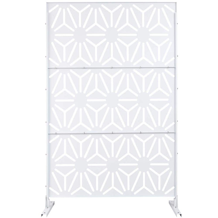 Tidoin 6.3 ft. x 4 ft. White Steel Freestanding Flat Flat Top Decorative Privacy Screen Metal Fence Panel