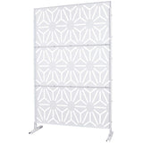 Tidoin 6.3 ft. x 4 ft. White Steel Freestanding Flat Flat Top Decorative Privacy Screen Metal Fence Panel