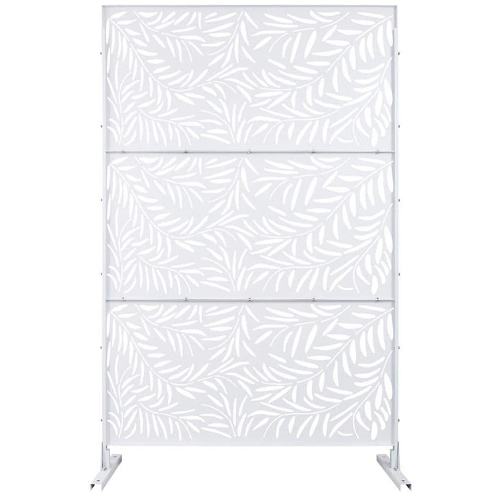 Tidoin 6.3 ft. x 4 ft. White Steel Freestanding Flat Flat Top Decorative Privacy Screen Metal Fence Panel