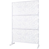 Tidoin 6.3 ft. x 4 ft. White Steel Freestanding Flat Flat Top Decorative Privacy Screen Metal Fence Panel