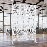 Tidoin 6.3 ft. x 4 ft. White Steel Freestanding Flat Flat Top Decorative Privacy Screen Metal Fence Panel