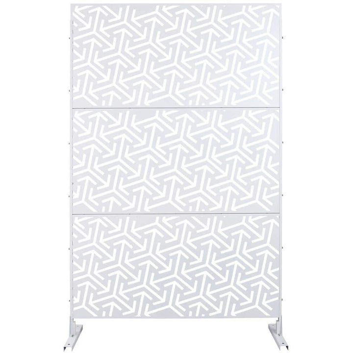 Tidoin 6.3 ft. x 4 ft. White Steel Freestanding Flat Flat Top Decorative Privacy Screen Metal Fence Panel