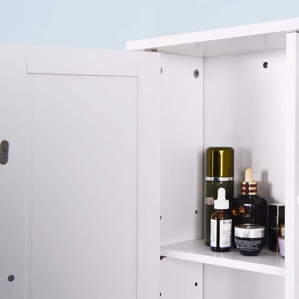 Tileon 23.62 in. W x 7.1 in. H D x 28 in. H Rectangular White Wooden Surface Mount Medicine Cabinet without Mirror