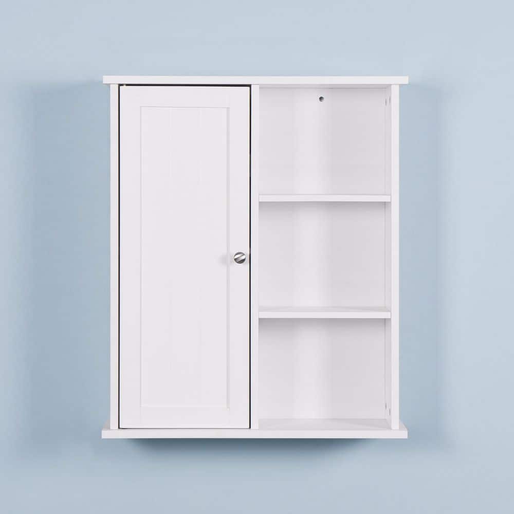 Tileon 23.62 in. W x 7.1 in. H D x 28 in. H Rectangular White Wooden Surface Mount Medicine Cabinet without Mirror
