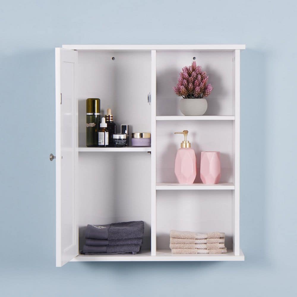 Tileon 23.62 in. W x 7.1 in. H D x 28 in. H Rectangular White Wooden Surface Mount Medicine Cabinet without Mirror