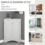 Tileon 23.6-in. W x 17.2-in. D x 31.5-in. H in White MDF Ready to Assemble Floor Corner Kitchen Cabinet with Adjustable Shelves