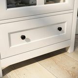 Tileon 22 in. W x 14.4 in. D x 31.7 in. H White Single Glass Doors Corner Kitchen Cabinet Buffet Ready to Assemble cabinet