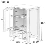 Tileon 22 in. W x 14.4 in. D x 31.7 in. H White Single Glass Doors Corner Kitchen Cabinet Buffet Ready to Assemble cabinet