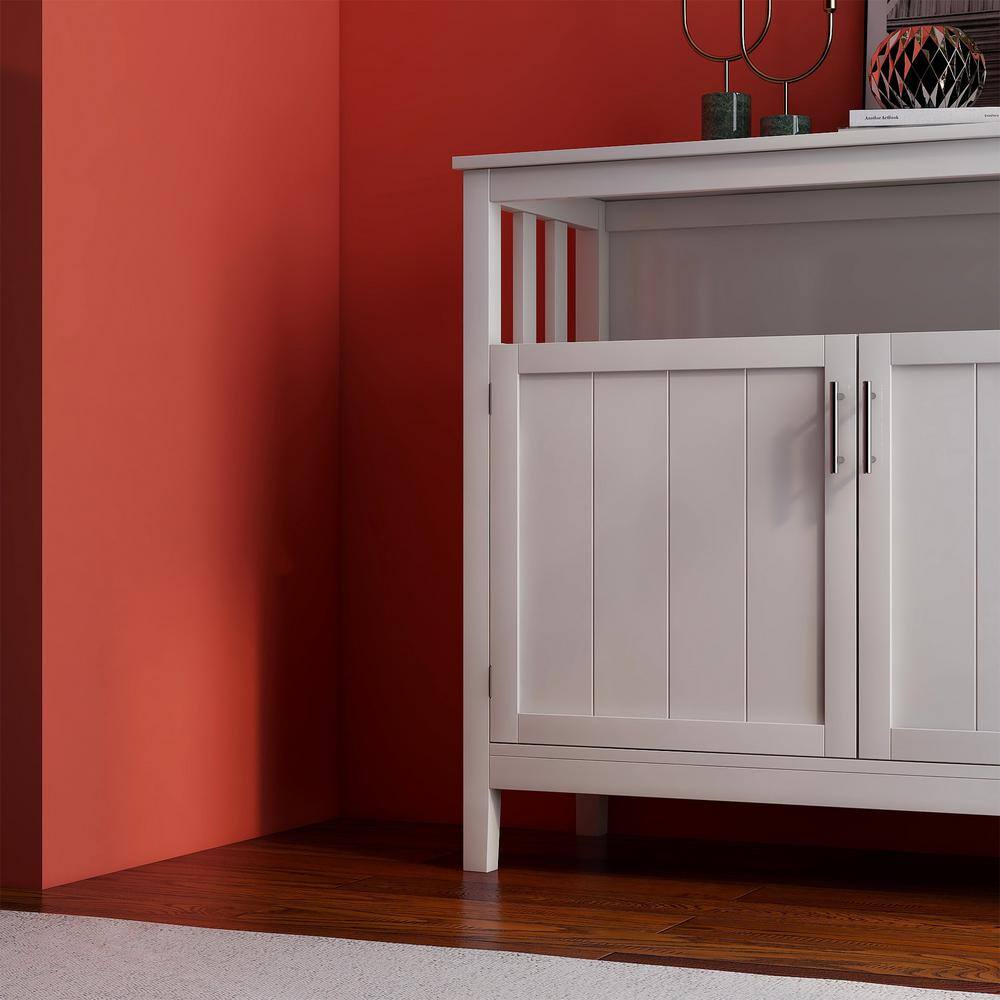 Tileon 39.96 in. W x 15.75 in. D x 34.25 in. H in White MDF Ready to Assenmble Floor Kitchen Cabinet storage sideboard