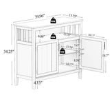 Tileon 39.96 in. W x 15.75 in. D x 34.25 in. H in White MDF Ready to Assenmble Floor Kitchen Cabinet storage sideboard