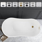 Vanity Art Unbranded Limoges 55 in. Acrylic Flatbottom Bathtub in White/Titanium Gold
