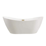 Vanity Art 71 in. Acrylic Flatbottom Freestanding Bathtub in White/Titanium Gold