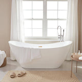 Vanity Art 71 in. Acrylic Flatbottom Freestanding Bathtub in White/Titanium Gold