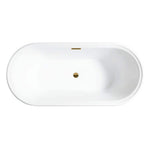 Vanity Art Versailles 67 in. x 31 in. Acrylic Freestanding Soaking Bathtub with Center Drain in White/Titanium Gold