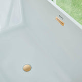 Vanity Art Talence 59 in. Acrylic Flatbottom Freestanding Bathtub in White/Titanium Gold