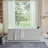 Vanity Art Talence 59 in. Acrylic Flatbottom Freestanding Bathtub in White/Titanium Gold