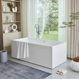 Vanity Art Talence 59 in. Acrylic Flatbottom Freestanding Bathtub in White/Titanium Gold