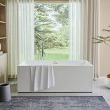 Vanity Art Talence 59 in. Acrylic Flatbottom Freestanding Bathtub in White/Titanium Gold